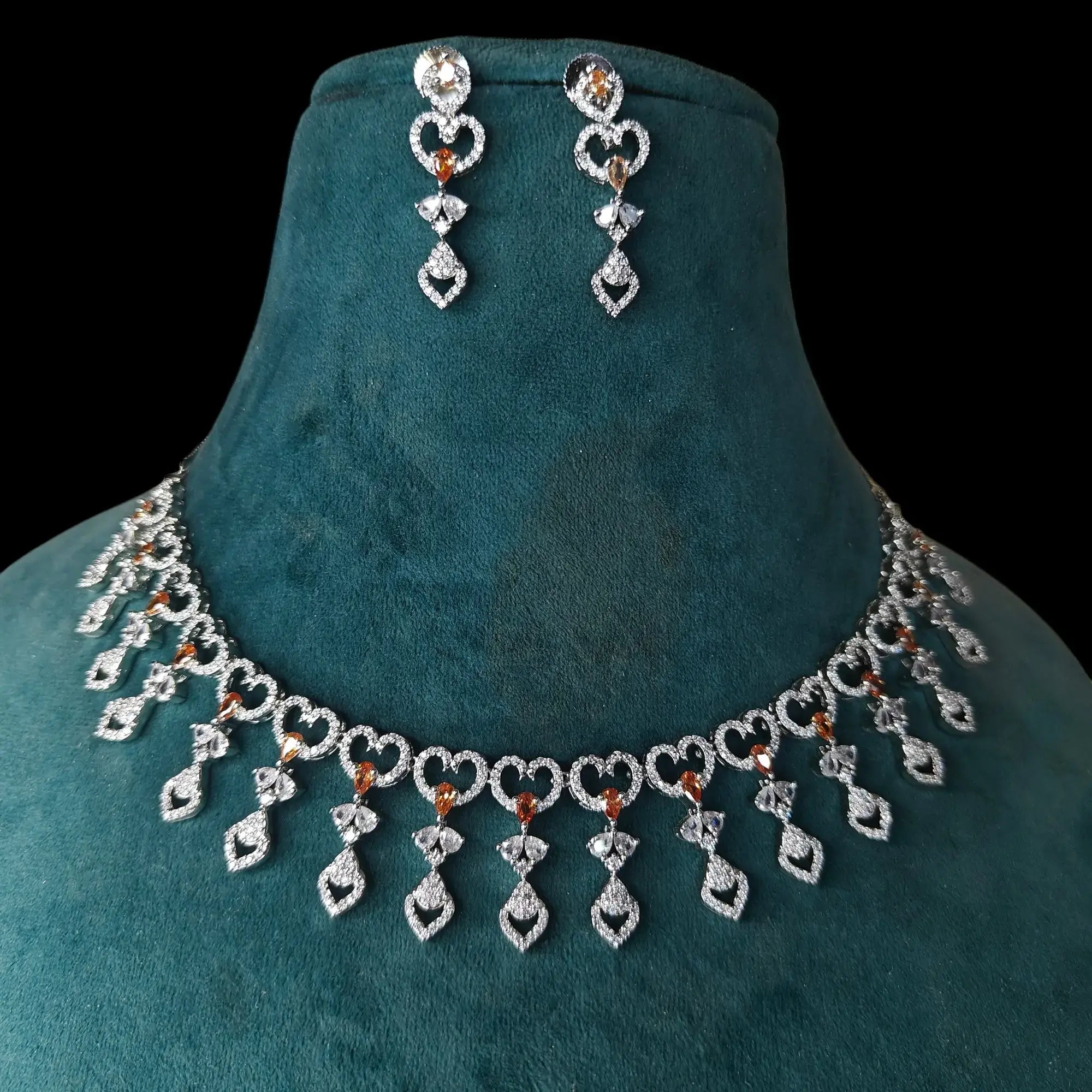 Zivaah AD Necklace Set- Orange