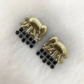 Dual Tone German Silver Elephant Earringa- Black