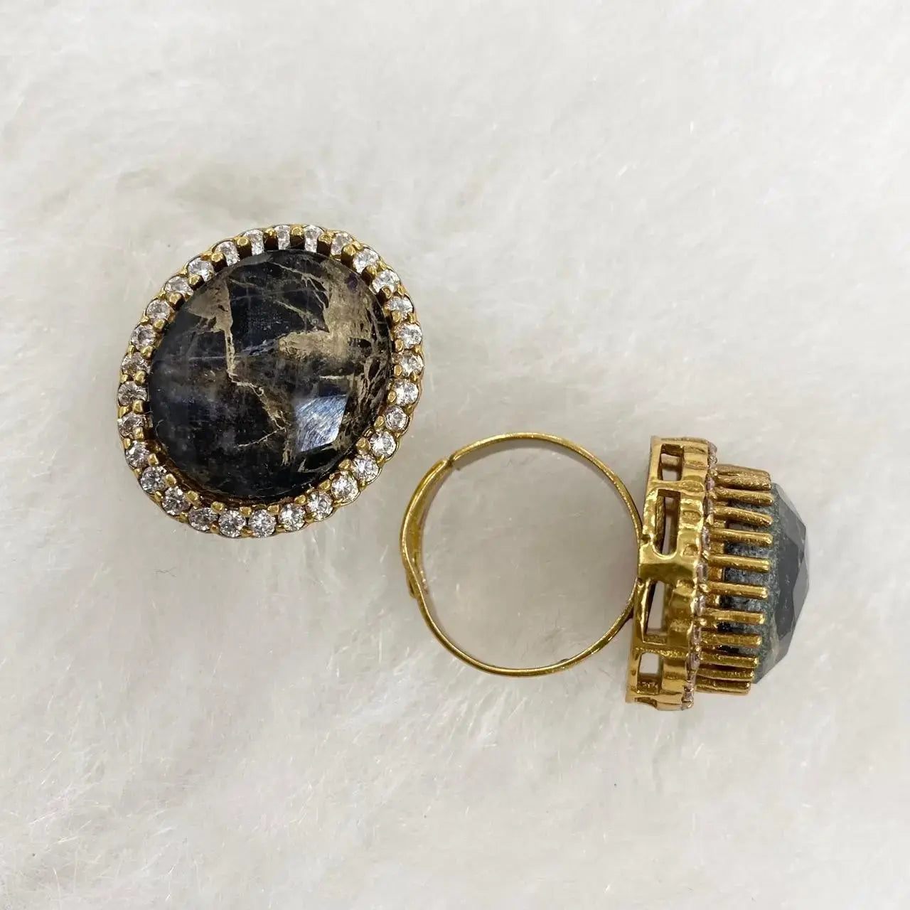 Arifa Tourmaline Doublet Finger Ring - Black