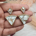 Medha Tourmaline Doublet Uncut Moissanite Polki Earrings - White