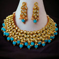 Kahi Kundan Necklace Set- Sky Blue