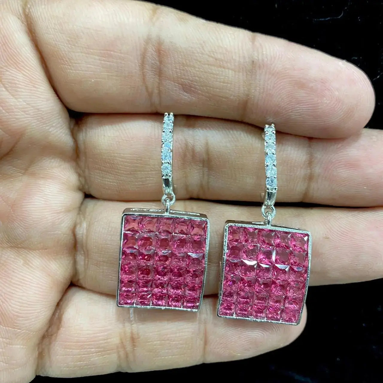 Rimjhim AD Crystal Earrings- Ruby