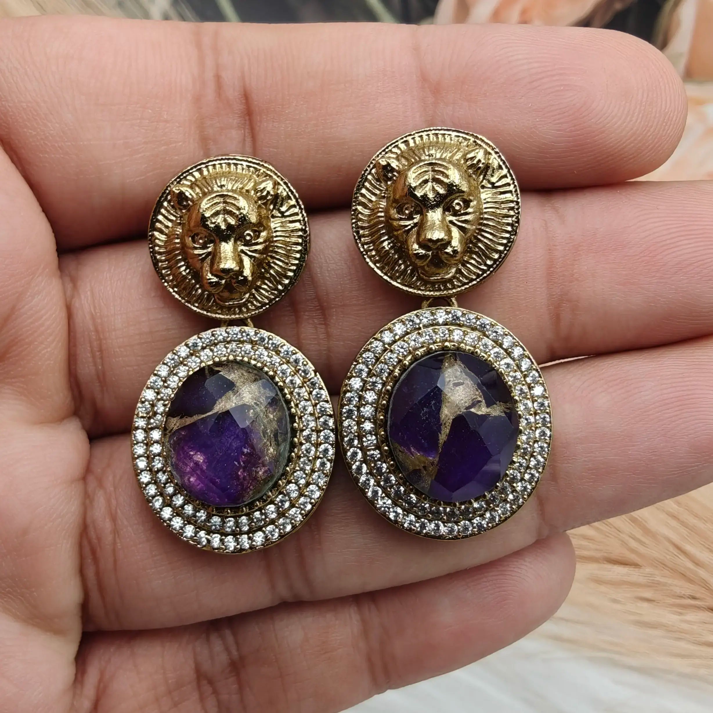 Sabyasachi Inspired Nitya Bagh Earrings - Purple