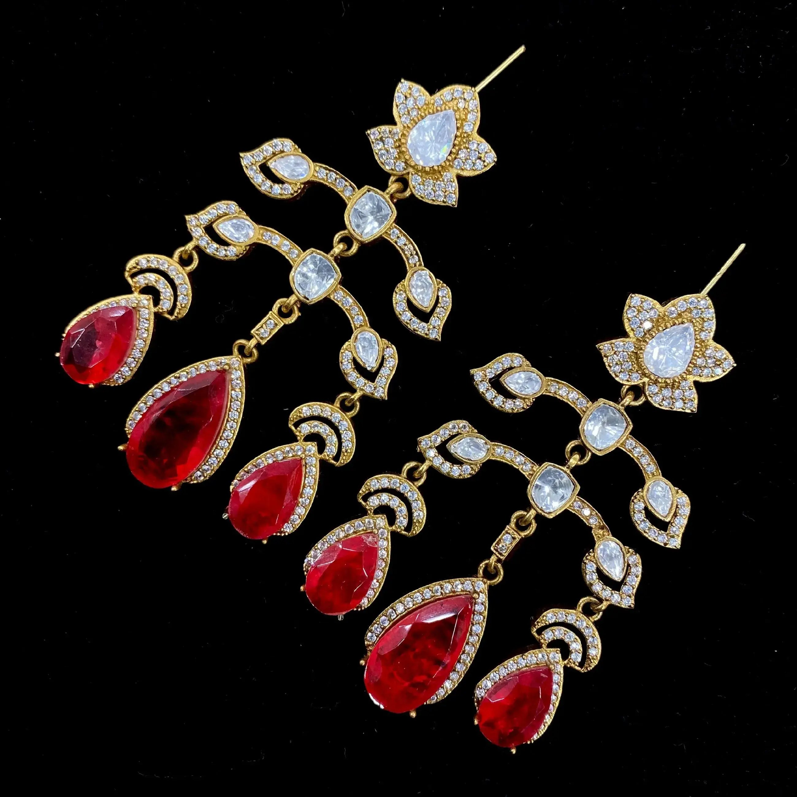 Sabyasachi Inspired Sohna Doublet Chandelier - Red