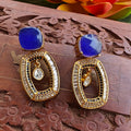Rahat Doublet Baguette AD Statement Earrings - Blue