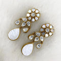 Sufiya Uncut Polki Moissanite Stone Earrings- Shell White