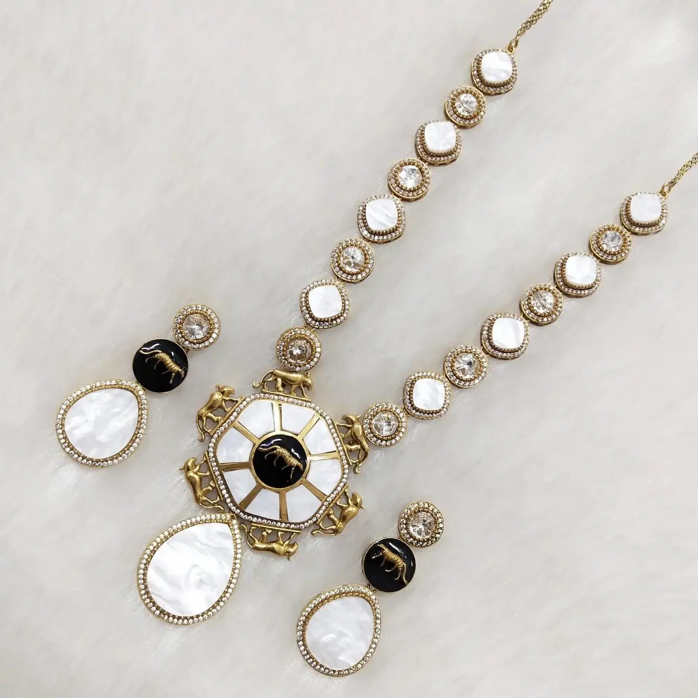 Amaya Sabyasachi Inspired Fusion Necklace Set- White