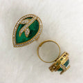 Leaf Adjustable Doublet Ring- Green