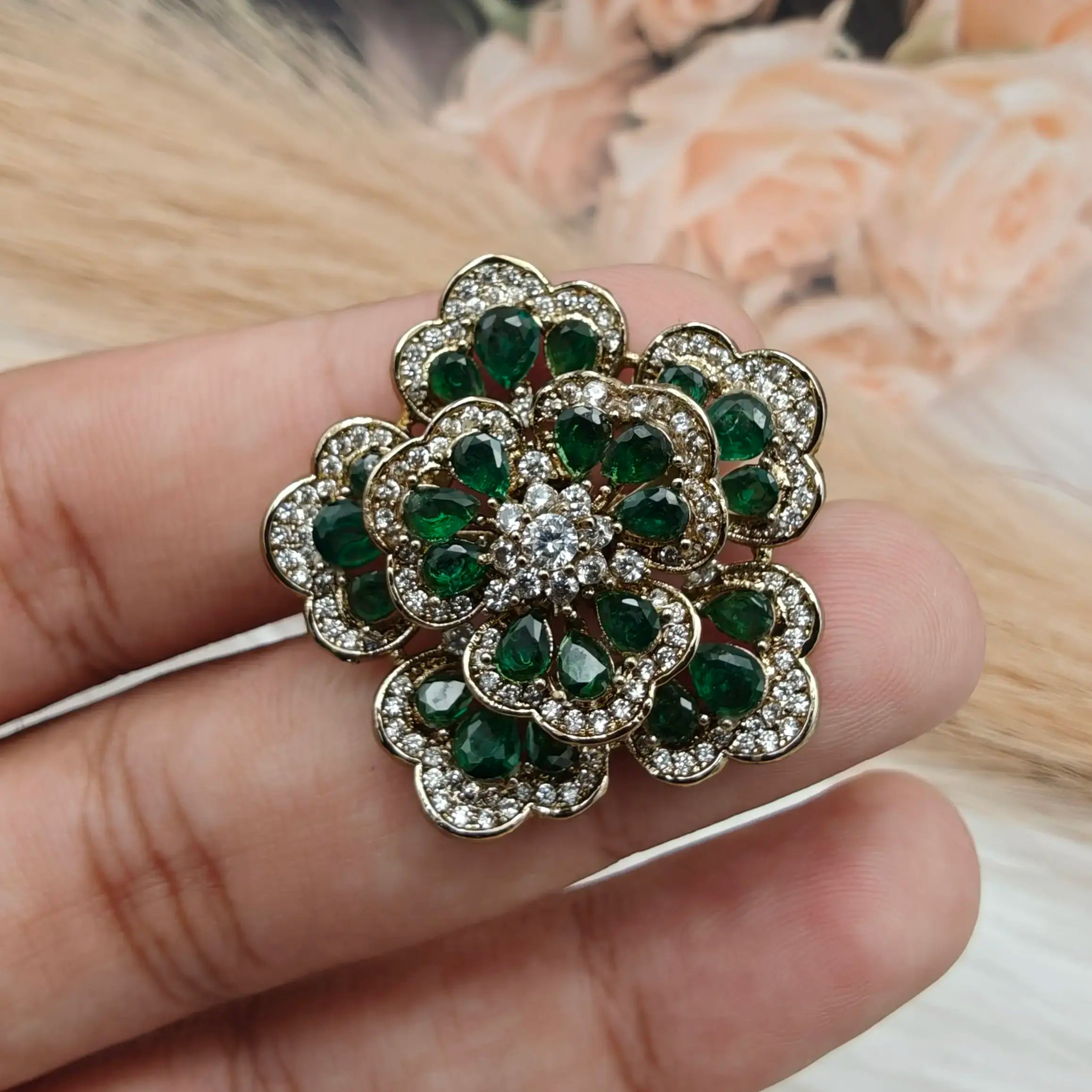 Floria Cocktail Ring - Green
