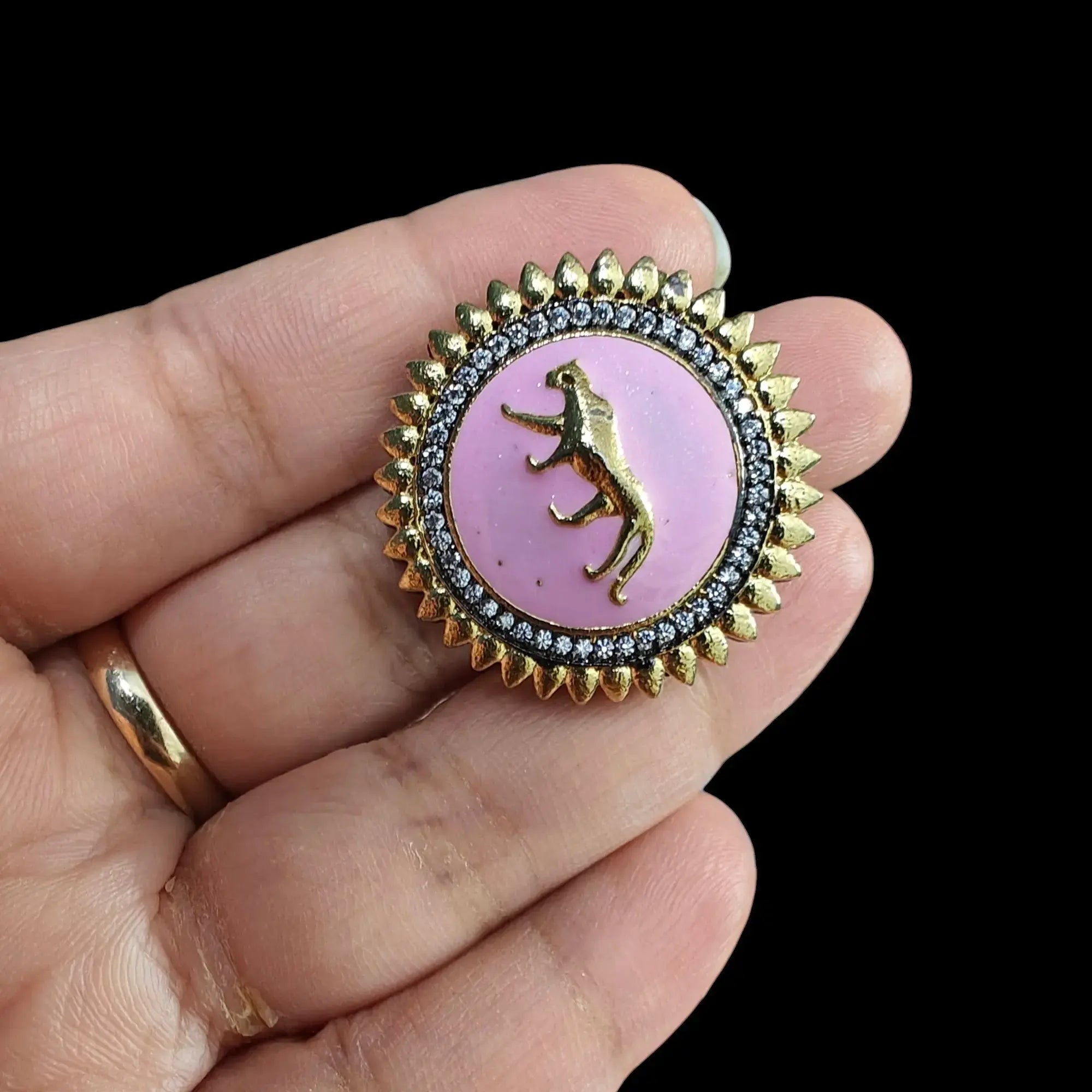 Sabyasachi Inspired Jaguar Adjustable Ring-Pink