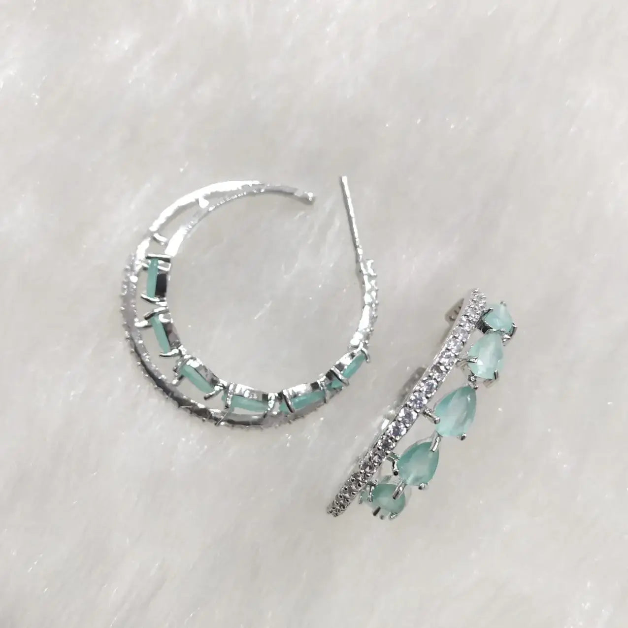 Poornima AD Hoop Earrings- Mint
