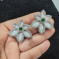 Shell Stone. Flower Earrings- Green
