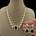 Amna Moissanite Polki Necklace Set- Green