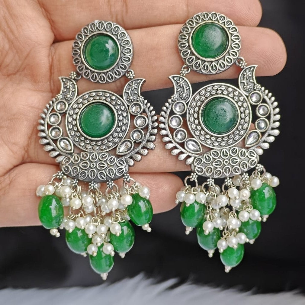 Idara Silver Earring - Green