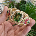 Shahida Amrapali Brass Fusion Handcuff- Parrot Green