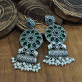 Myra Silver Earrings- Green